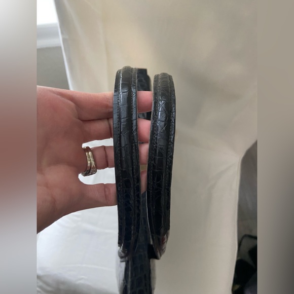 Vintage Deauville Black Crocodile Skin Leather Handbag With Two Handles - Picture 13 of 16